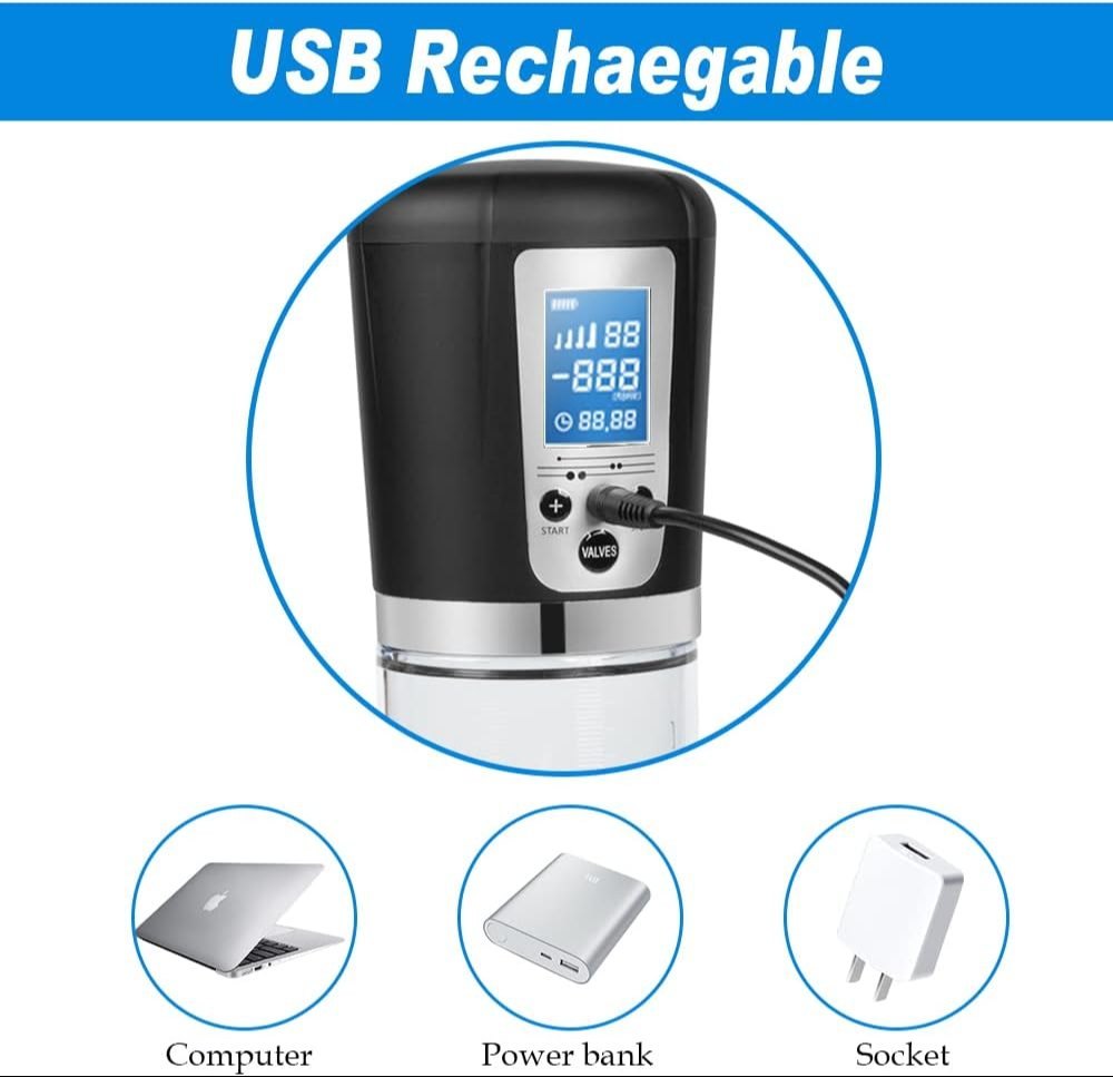 Electric Penis Enlarge Vacuum Pump with 4 Suction Intensities, Adorime Rechargeable Automatic - Image 9
