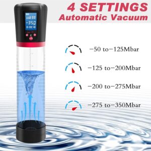 Electric Penis Pump for Men with 4 Suction Intensities, Male Sex Toys Automatic Vacuum Pump Sensuality Pump Penis Enlargers Stimulation Device, Pump & Enlarges, Black/Red