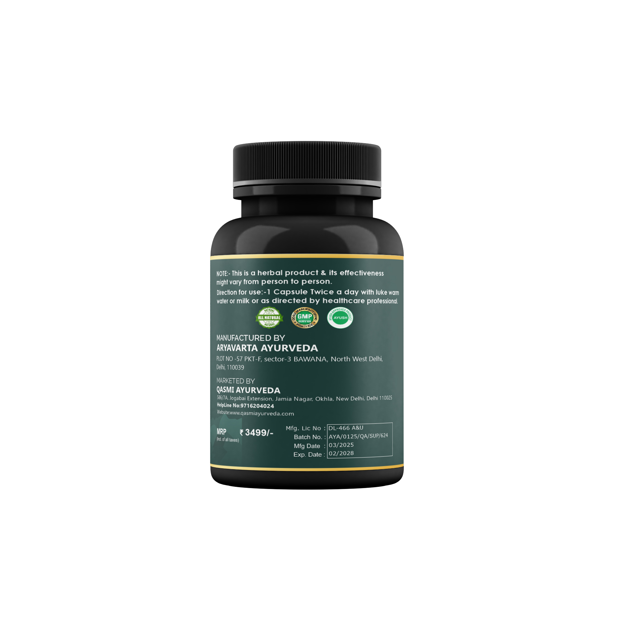 Original Shilajit Ultra Plus Capsule ( 60 Cap Pack ) Qasmi Ayurveda - Image 3